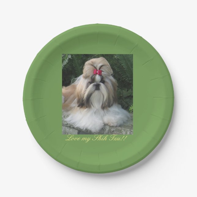Liebe meine Platte Shih Tzu Pappteller (Vorderseite)