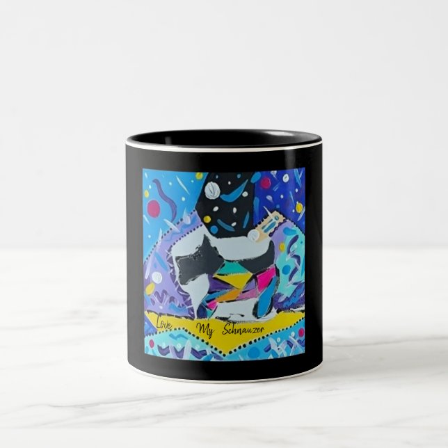 Liebe Meine Schnauzer-Tasse Zweifarbige Tasse (Mittel)