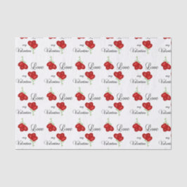 Liebe meine Valentine-roten Herz-Blumen Seidenpapier