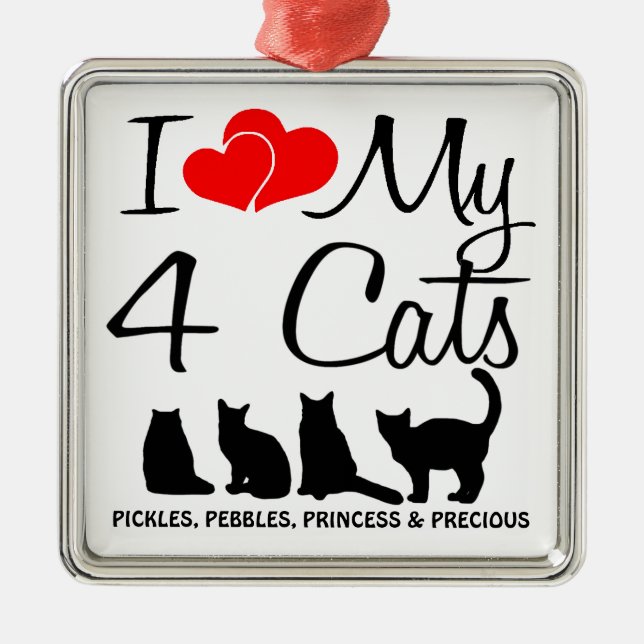 Liebe meine vier Katzen Ornament Aus Metall (Vorne)