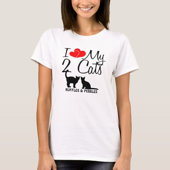 Liebe meine ZWEI Katzen T-Shirt (Vorderseite)