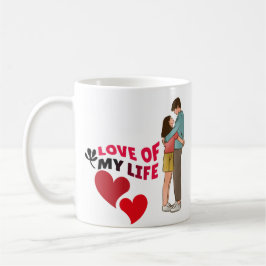 Liebe meines Lebens, zwei Herzen, rote Herzen, Paa Kaffeetasse