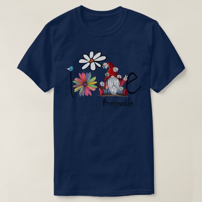 Liebe Mema Life Blume Art Bird Oma  T-Shirt (Design vorne)