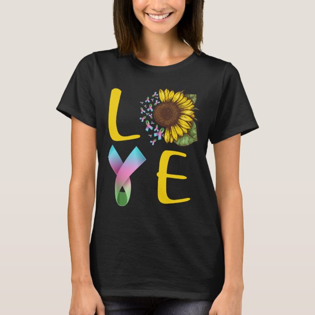 Liebe metastasiert Brustkrebs Band Sonnenblume T-Shirt (Vorderseite)