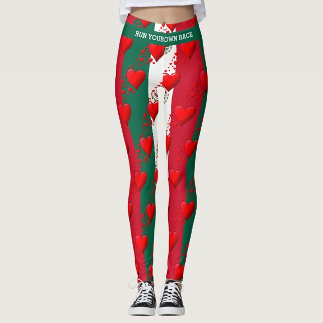LIEBE MEXIKO Flag Rote Herzen RUN IHRE RASSE Leggings (Vorderseite)