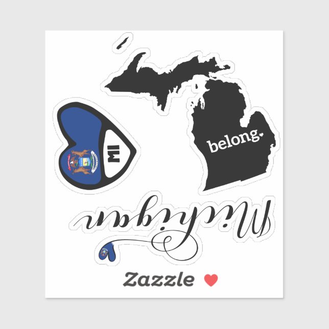 Liebe Michigan 3 verschiedene Designs Aufkleber (Blatt)