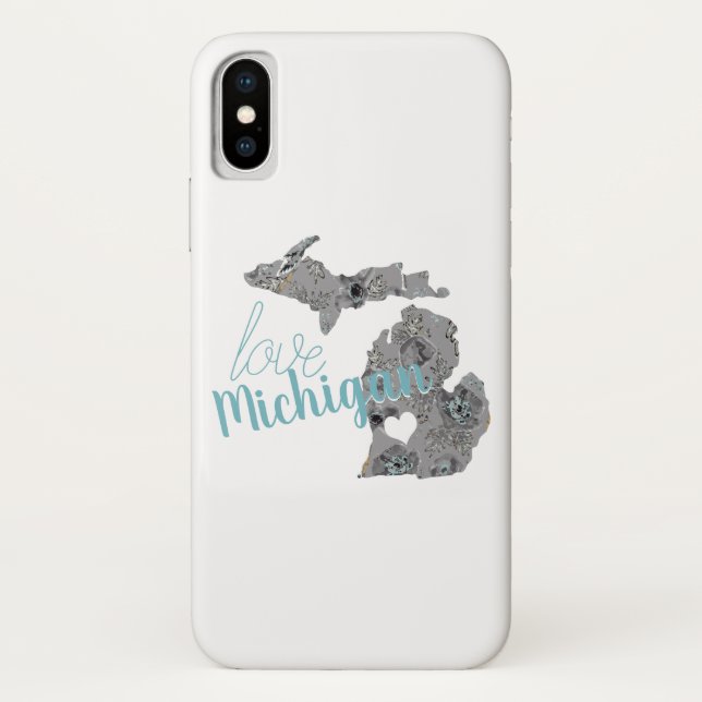Liebe Michigan Floral gefüllt Silhouette Case-Mate iPhone Hülle (Rückseite)