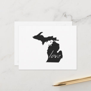 Liebe Michigan Shaped Adore Antique Chalkboard Postkarte