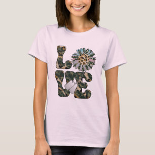 Liebe Militärische Sonnenblumen T - Shirt