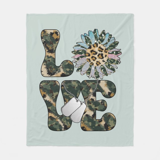 Liebe Military Sunflower Fleecedecke (Vorderseite)