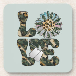 Liebe Military Sunflower Getränkeuntersetzer