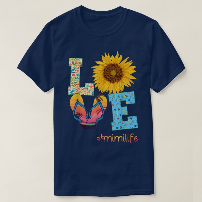 LIEBE Mimi Life Flip Flops Hippie Sonnenblumen Som T-Shirt (Design vorne)