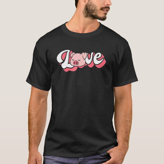 Liebe Mini Pig Miniatur Schweinebesitzer T-Shirt (Vorderseite)