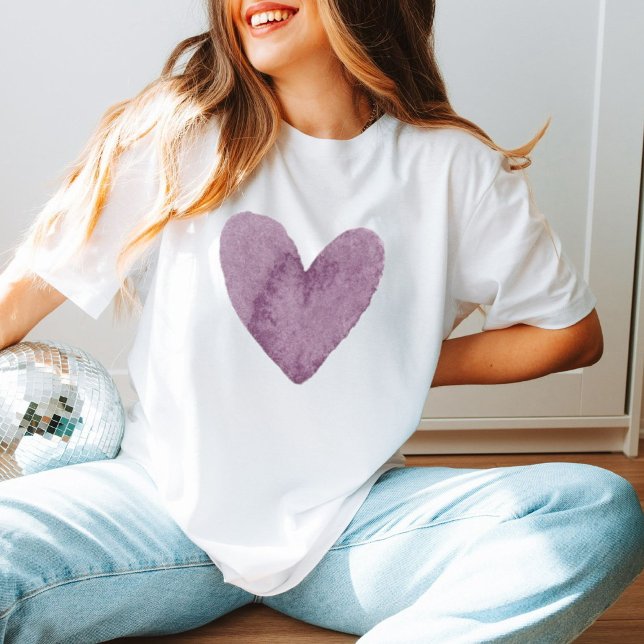 Liebe Minimalistisch Wasserfarbe Lila Herztrendy T-Shirt (Von Creator hochgeladen)
