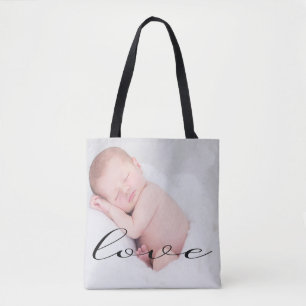Liebe Minimalistisches Skript Foto Tote Tasche