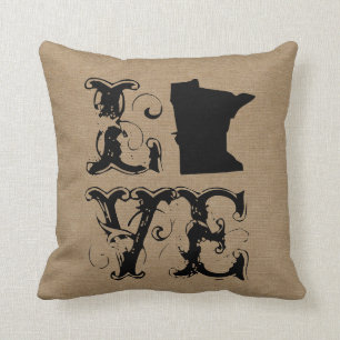 Liebe-Minnesota-Staat rustikale Chicleinwand Kissen