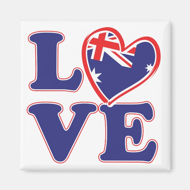 LIEBE mit Australien-Herz Magnet (Vorne)