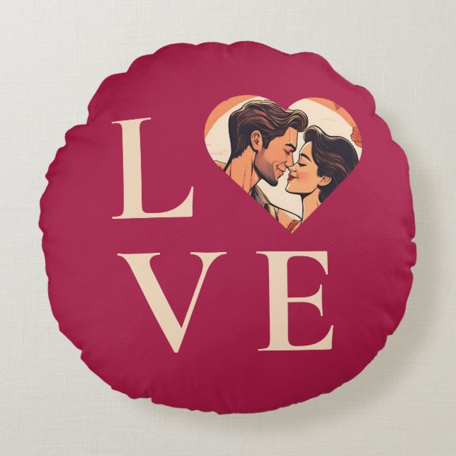 Liebe mit Bild Rundes Kissen (Vorderseite)