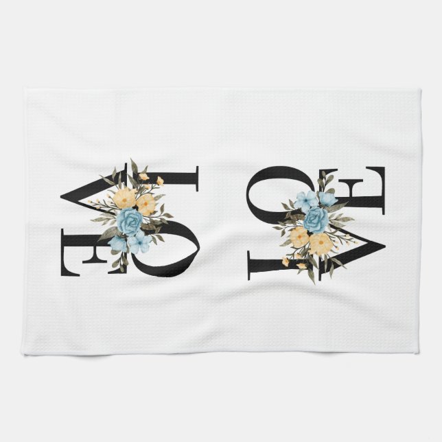 Liebe mit Blume Geschirrtuch (Horizontal)