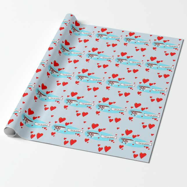 Liebe mit Cartoon Geschenkpapier (Ungerollt)