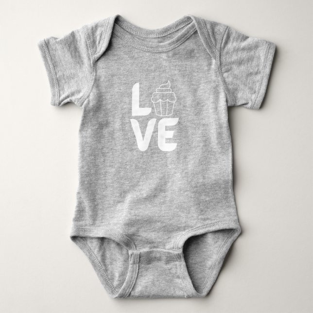 Liebe mit Cupcake - White Baby Strampler (Vorderseite)