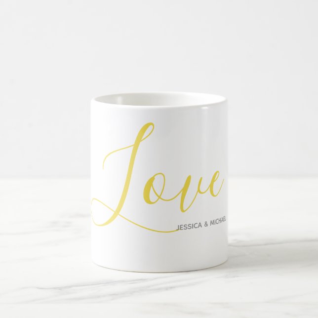 Liebe mit den Namen Grau und Leuchtgold Kaffeetasse (Mittel)