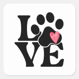 Liebe mit Druckaufkleber für Paw Quadratischer Aufkleber