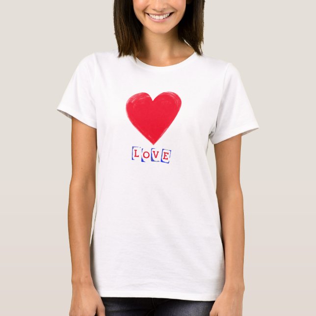 Liebe mit einem Geschenk des großen Herzens T-Shirt (Vorderseite)
