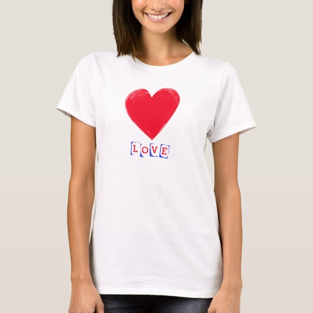 Liebe mit einem Geschenk des großen Herzens T-Shirt (Vorderseite)