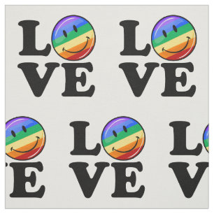 Liebe mit einer glücklichen Regenbogen-Flagge Stoff