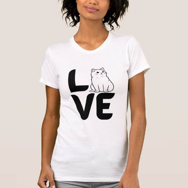 Liebe mit einer Katze als O T-Shirt (Vorderseite)