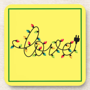 Liebe mit farbenfrohen Weihnachtsbeleuchtung Getränkeuntersetzer