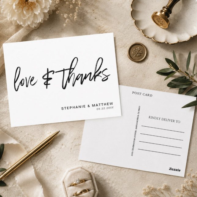 Liebe mit Handschrift dank White Postkarte (Send a beautifully sophisticated and budget-friendly note of appreciation with this modern white)