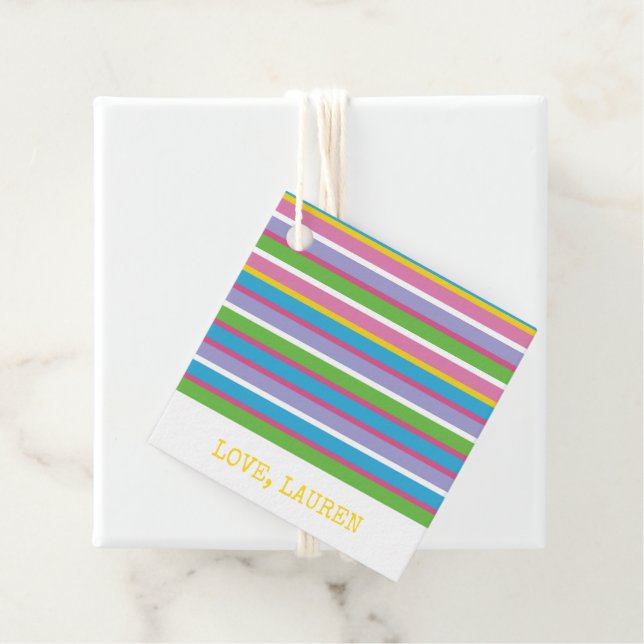 Liebe mit hellen Farbstreifen Geschenkanhänger (Beispiel)