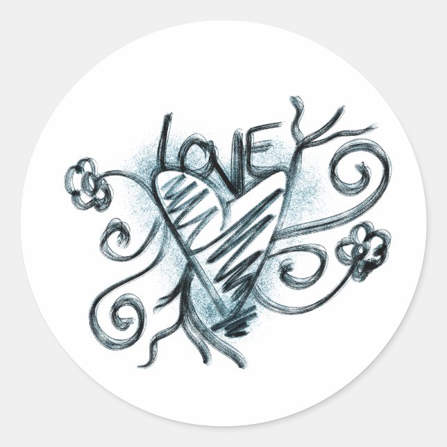 Liebe mit Herz Runder Aufkleber (Vorderseite)
