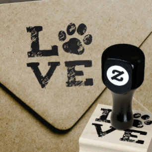 LIEBE mit Hundetatzen-Druck Gummistempel