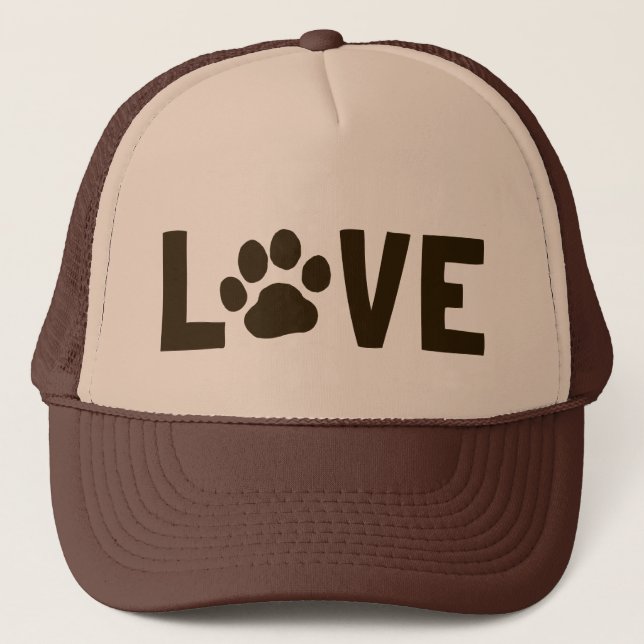 LIEBE mit Hundetatzen-Druck Truckerkappe (Vorderseite)