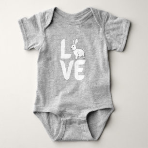 Liebe mit Kaninchen für 0- Weiß-Design Baby Strampler