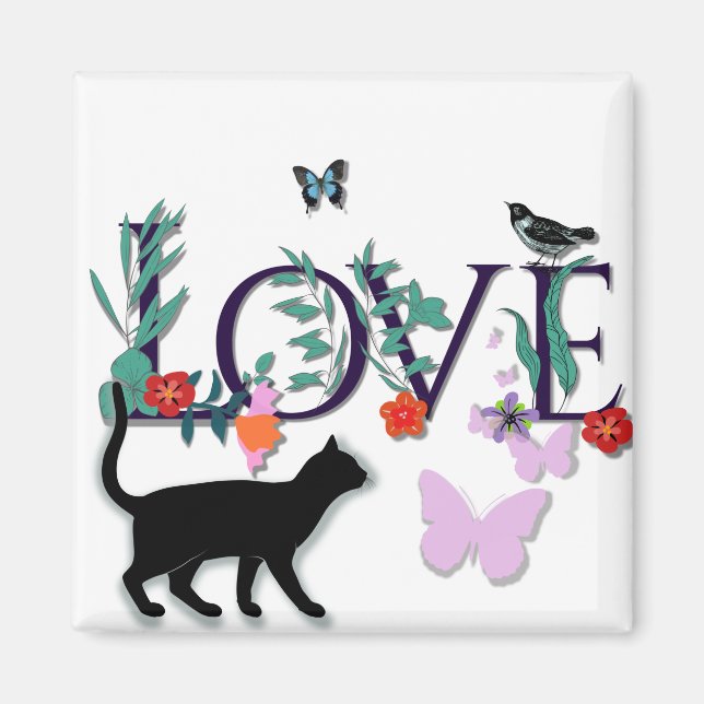 LIEBE mit Katze Magnet (Vorne)