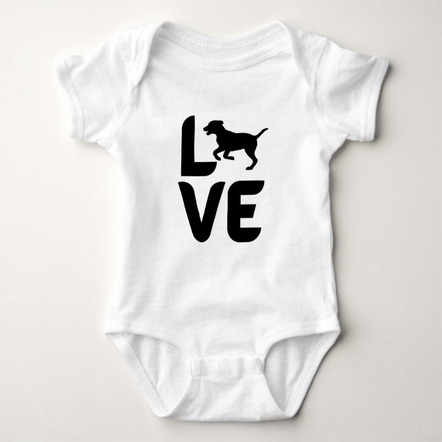Liebe mit laufendem Hund Baby Strampler (Vorderseite)
