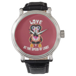 Liebe mit Lichtgeschwindigkeit Pinguin-Geschenk Armbanduhr