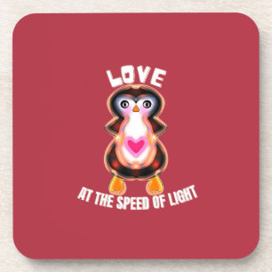 Liebe mit Lichtgeschwindigkeit Pinguin-Geschenk Getränkeuntersetzer