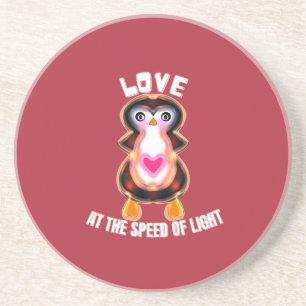 Liebe mit Lichtgeschwindigkeit Pinguin-Geschenk Getränkeuntersetzer