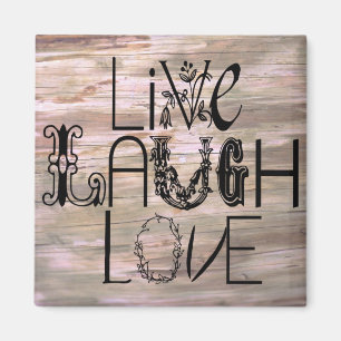 Liebe mit Live-Lachen rustikaler Holzschildmagnet Magnet