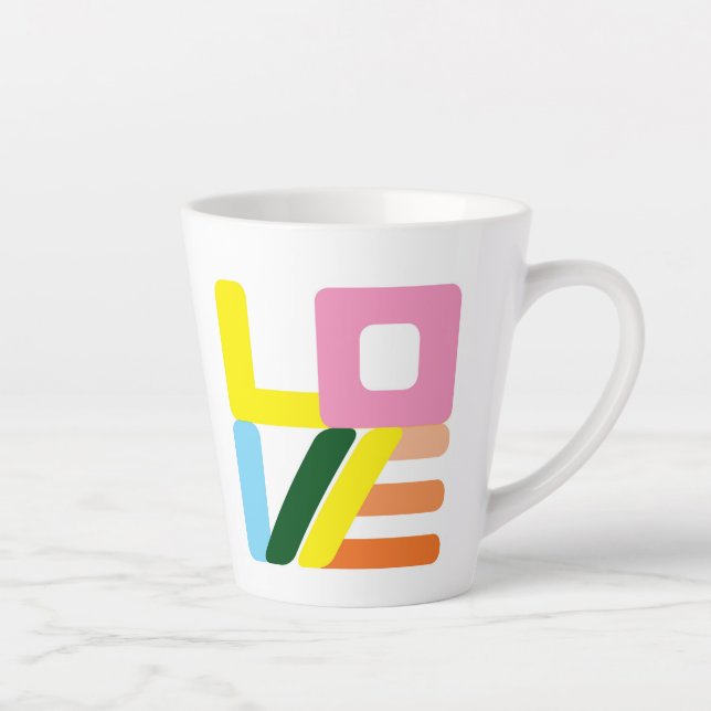Liebe mit mehrfarbiger LIEBE Latte Tasse (Rechts)