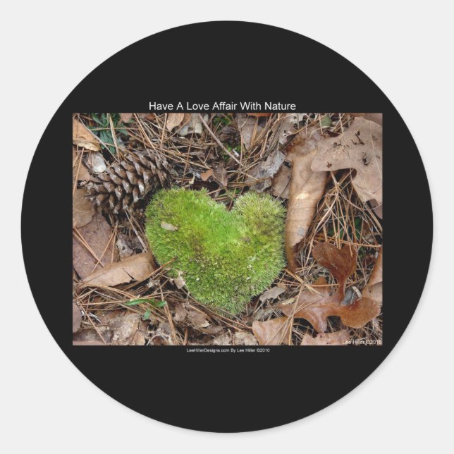 Liebe mit Nature Moss Herzgeschenken Runder Aufkleber (Vorderseite)