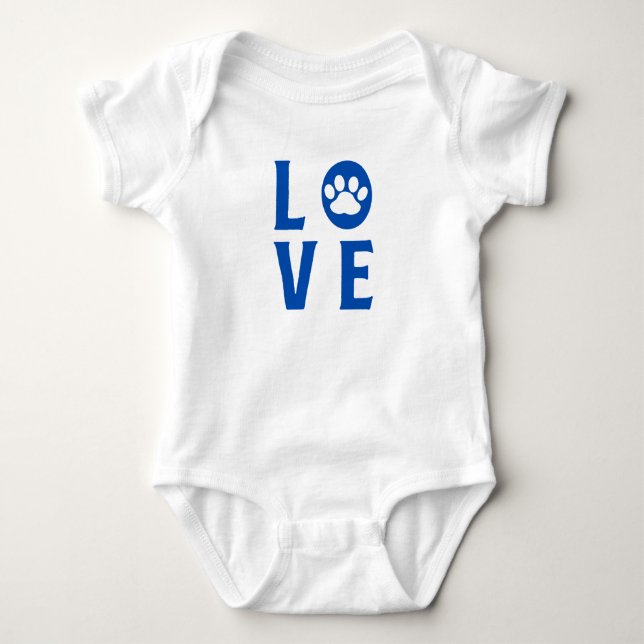 Liebe mit Paw Print (Katzen, Hunde, Haustiere) Baby Strampler (Vorderseite)