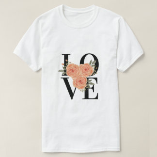 LIEBE mit Peach-Rose T-Shirt