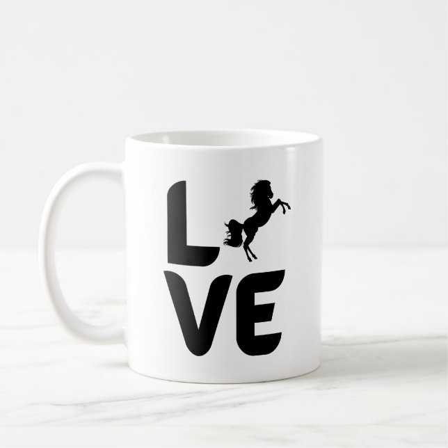 Liebe mit Pferd als "O" Kaffeetasse (Links)