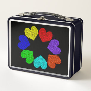 Liebe mit Regenbogen aus Blumen Metall Brotdose